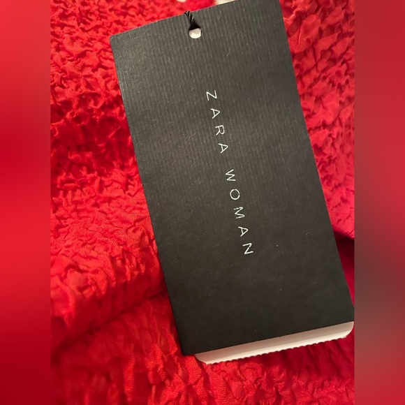 Zara Red Fit and Flare Dress Textured Fabric Size Extra Small - Picture 14 of 14